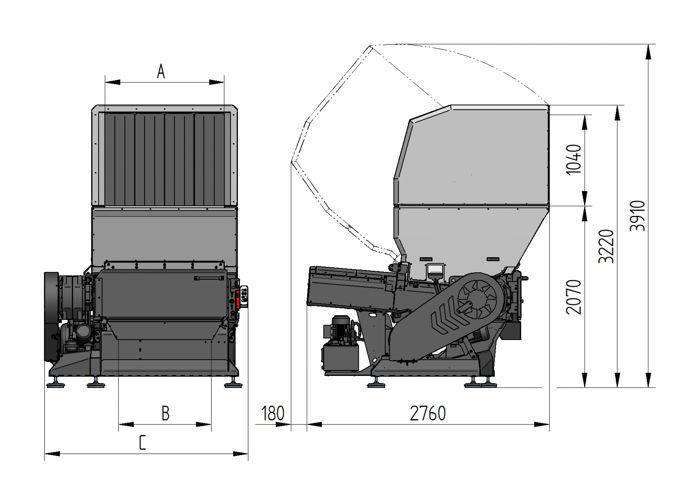 Raptor PowerPUSH Dimensional drawing/layout